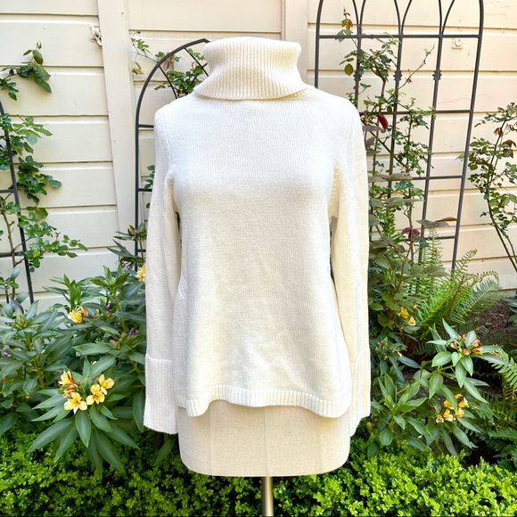 White House Black Market Sweaters - WHBM Turtleneck Sweater Surplice Back Cream Sz S